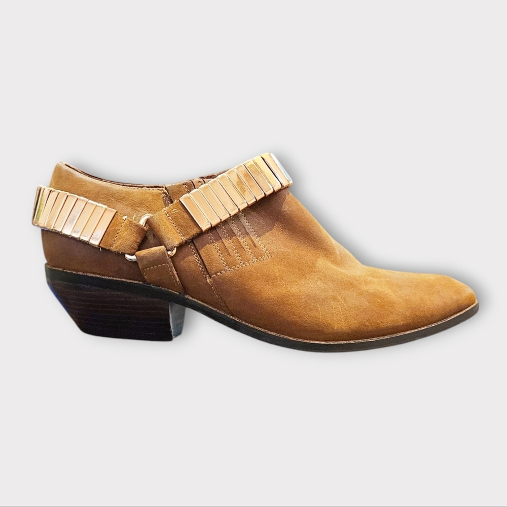 Jeffrey Campbell x Free People Brown Leather Western Harness Ankle Boot